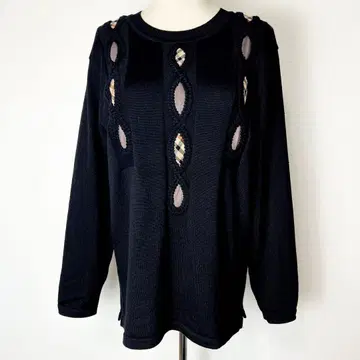 새상품급 DAKS 닥스 블랙 울 100% 니트 스웨터 L 체크 무늬