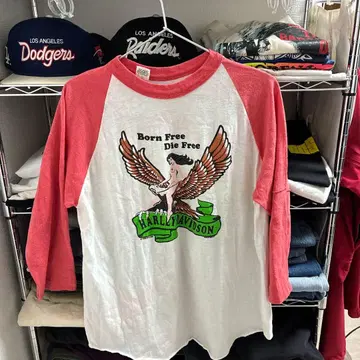 80s Harley Davidson 래글런 t셔츠 할리T 빈티지