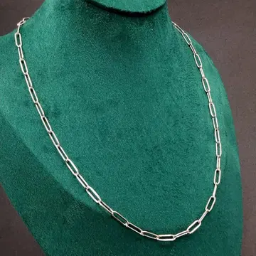 실버 링크 체인 목걸이 숏