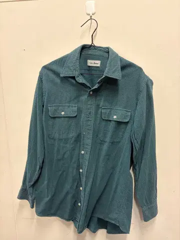 L.L.Bean 긴팔 셔츠 청록색 체크 무늬
