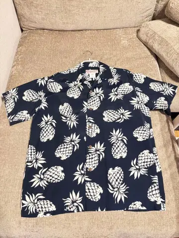 Hula Keiki 파인애플 패턴 하와이안 셔츠 XL