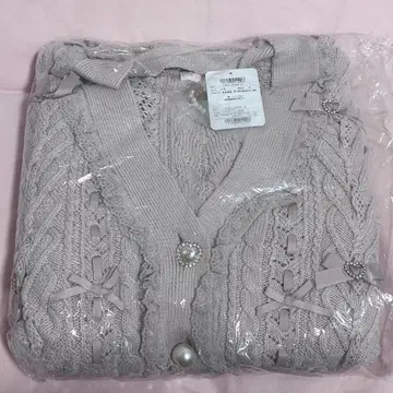 LIZLISA 사다리 리본 시스루 롱 가디건 핑크