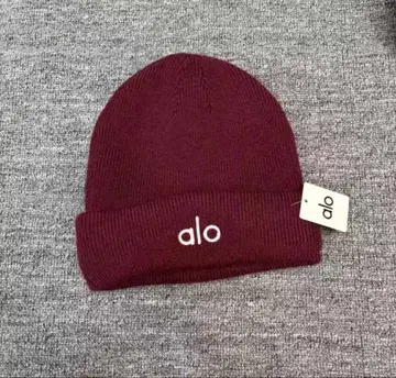 alo 니트 모자 와인 레드