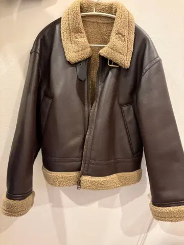 페이크 레더 자켓 브라운