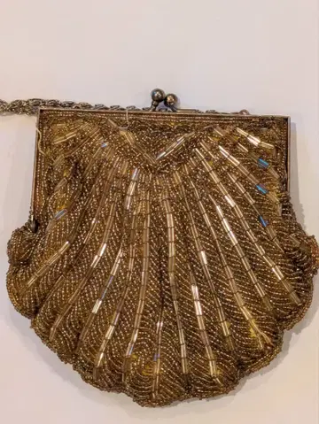 골드 비즈 쉘형 파티 백