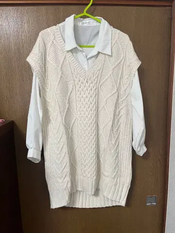 아이보리 니트 베스트 사이즈 F 지나시스 헤더 렙심