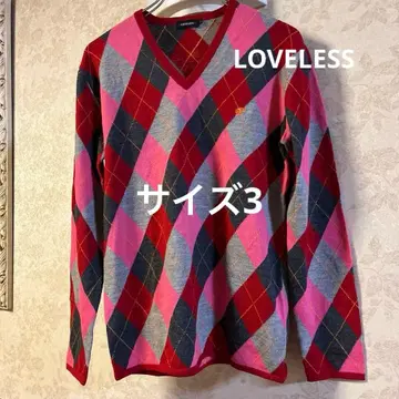 새상품급 러브리스 사이즈 3 양모 100% 아가일 니트 스웨터