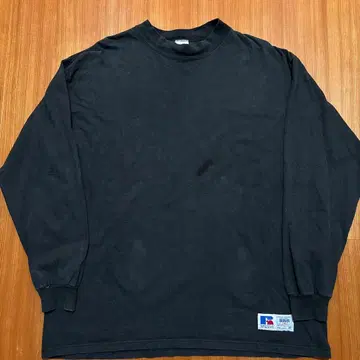 90s 러셀 애슬레틱 무지 롱 T USA 모크넥 빈티지