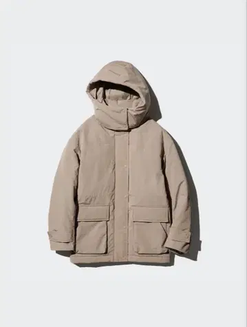 유니클로 하이브리드 다운 코트 베이지 M