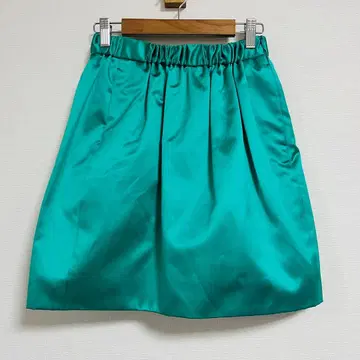 drawer 실크 스커트 그린 녹색 드로어 개더 스커트 광택