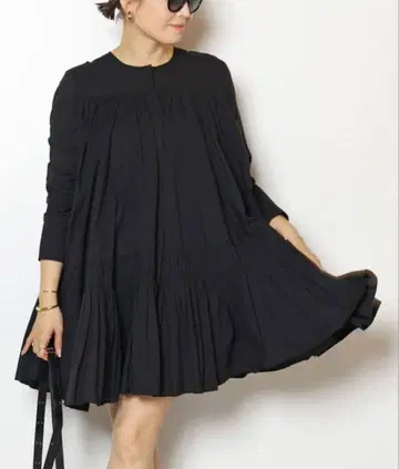 블랙 코튼 미니 원피스 프리 사이즈