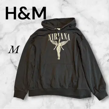 H&M NIRVANA 콜라보 후드 부착 트레이닝복 후드티 다크 브라운 M