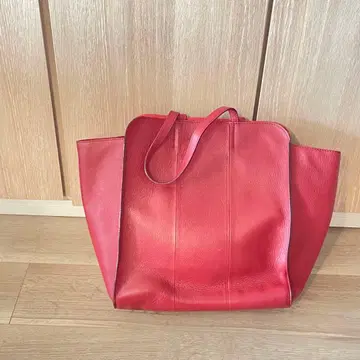 히로후 가죽 토트백 빨간색