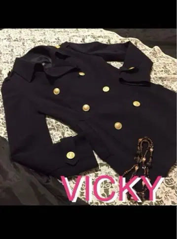 하자품! VICKY 네이비 더블 브레스트 피 코트