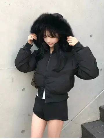 emmy 더블 지퍼 퍼 터치 패디드 블루종