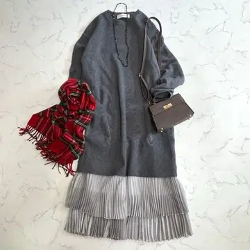 새상품급 르쉘블루 니트 콤비네이션 드레스 2way 플리츠 S~M