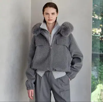 [ 미사용 ] YONFA 울 캐시미어 후드 코트 (gray)