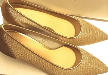 PELLICO SUNNY 천연 가죽 골드 메쉬 펌프스 37