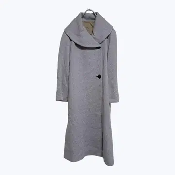 라이트 그레이 브라운 믹스 둥근 카라 캐시미어 100% 롱 코트 아우터