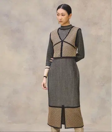 PUBLICTOKYO 베스트 레이어드 니트 원피스