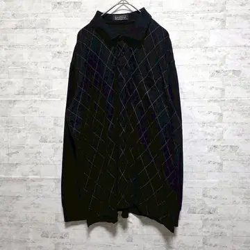 [스튜어트 켄트] 긴팔 피케 셔츠 LL 아가일 무늬 캐주얼 빅