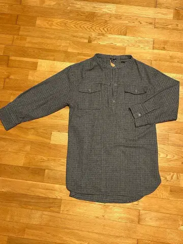 코트 블라우스 풀오버 (노카라 기모 체크 셔츠 풀오버)