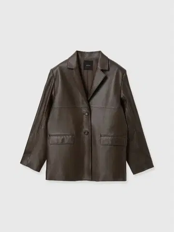 anuans 가죽 테일러드 자켓 brown