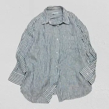 SIMPLICITE 프렌치 린넨 셔츠 스트라이프 오버 사이즈 F