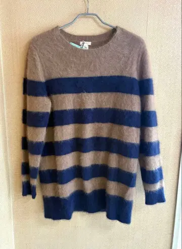 DEMYLEE 샤기 보더 튜닉 니트 스웨터