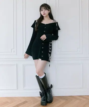 OLIVE des OLIVE 니트 원피스 블랙