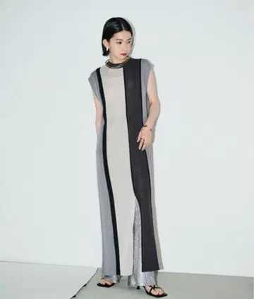 AIC. 시어 니트 롱 원피스 모노톤