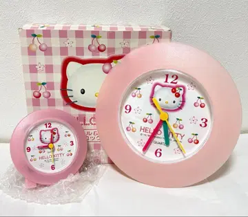헬로키티 벽걸이 시계 탁상시계 세트 1999년 새상품 체리 레어