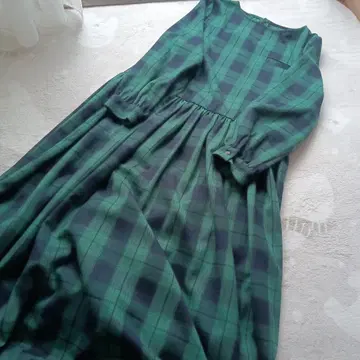 오메카시 체크 무늬 원피스