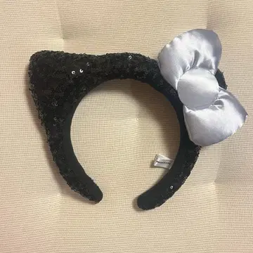 USJ 고양이 귀 머리띠 스팽글 블랙