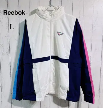 Reebok 나일론 자켓 L 화이트 네이비 블루 핑크 배색