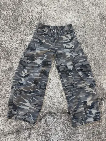 crammy 카모플라주 오버 데님 팬츠 카모플라쥬 배기 데님