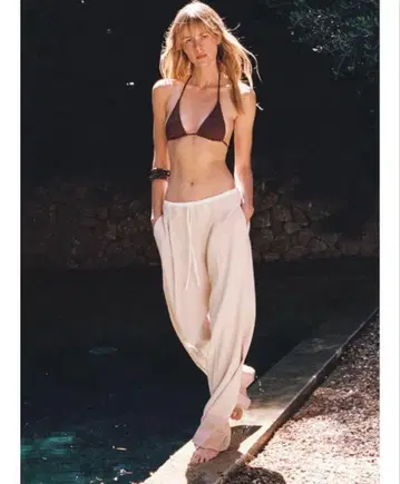 [새상품] ZARA 더블 허리 팬츠 파우더 핑크 L