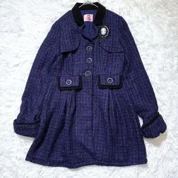 [룰리 로자] 트위드 코트 M 파랑 드레시 두꺼운 원단 가을/겨울 사코슈