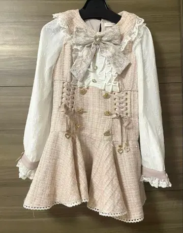 LIZLISA 메시지 리본 트위드 셋업