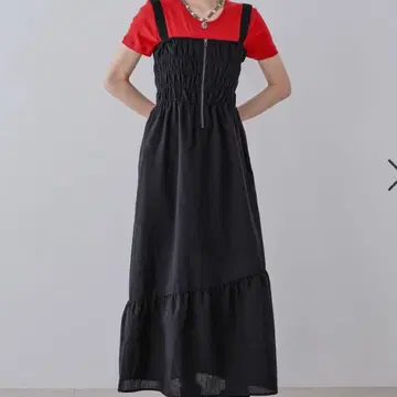 JEANASIS 프론트 ZIP 셔링 원피스