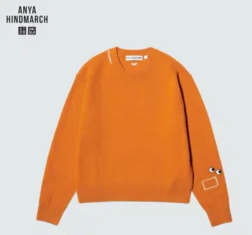 ANYA HINDMARCH x 유니클로 오렌지 긴팔 스웨터 XS