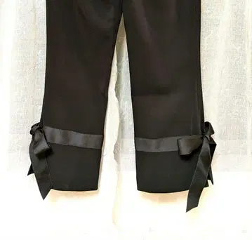 투 비 시크 스트레치 팬츠 38 밑단 리본 블랙