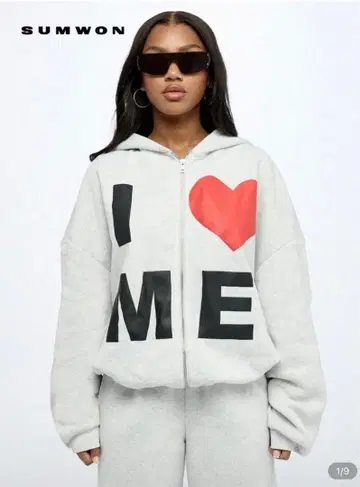 I love me 그레이 후드티 L 사이즈