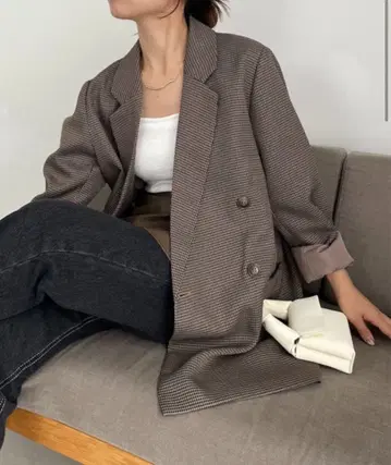 체크 무늬 더블 브레스트 자켓 capricieux lemage 새상품