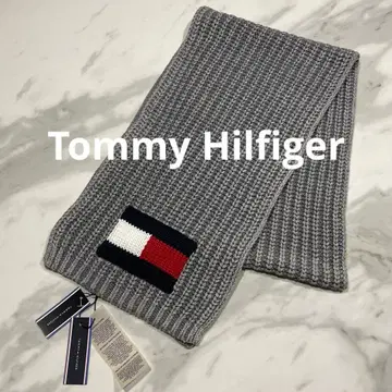 [ 미사용 새상품 ] Tommy Hilfiger 머플러 그레이 리브 편직