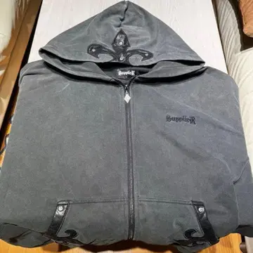 supplier Fleur Leather Patch ZIp Hoodie