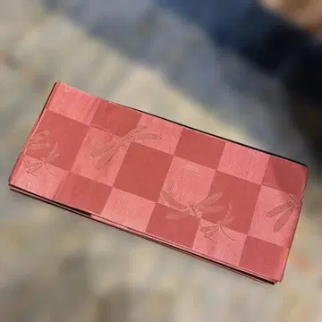 빨간색 체크 잠자리 패턴 반폭 오비