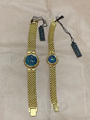 피에르 가르뎅 빈티지 모자이크 오팔 페어 워치 작동 미확인