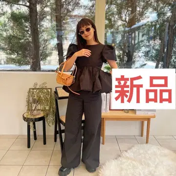 로지몬스터 서스펜더 새틴 와이드 팬츠 블랙