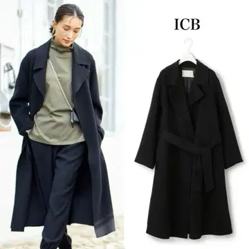 새상품 icb 아이씨비 울 리버 롱 트렌치코트 캐시미어 블랙